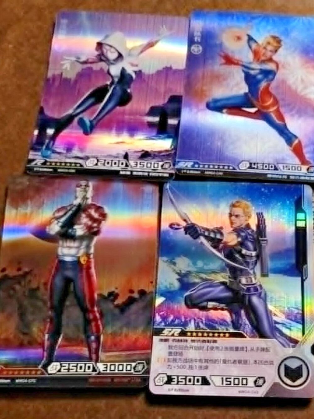 LOT of 6 MARVEL HERO BATTLE CARDS black widow antman hawkeye drax spider-gwen+